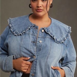 MABLE Peter Pan ruffled collar Denim Jacket